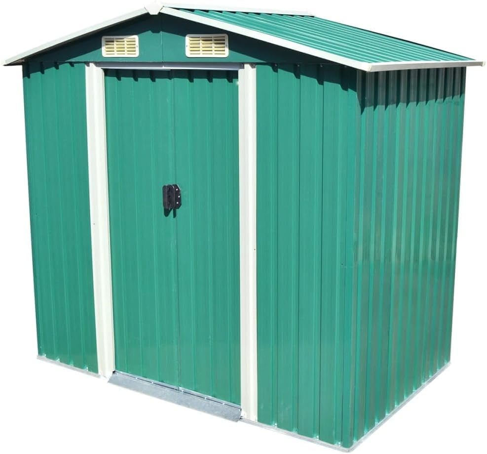 Abri de stockage métal - 204x132x186 cm - rangement jardin vert