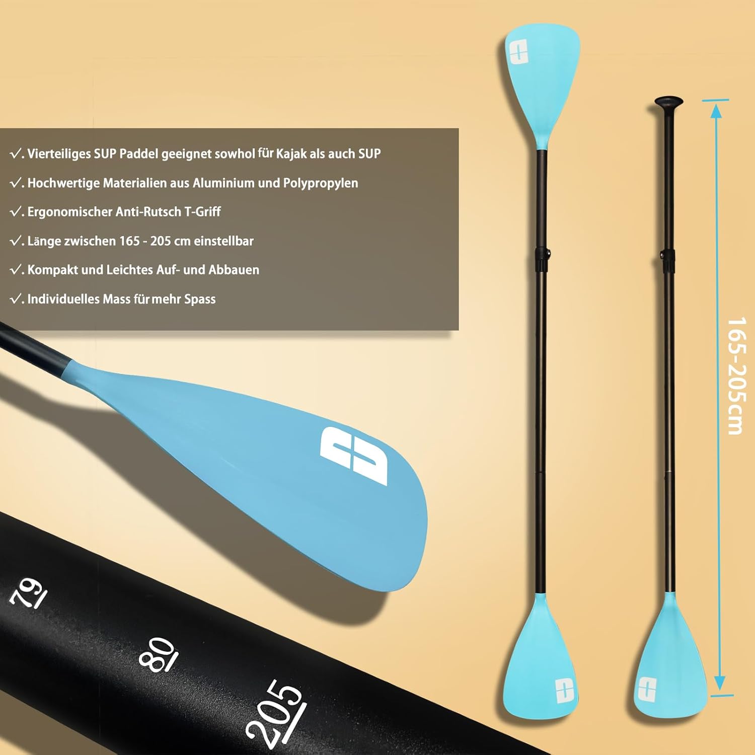 Siège de Kayak Gonflable Stand Up Paddle et Support de caméra, pagaie 2 en 1 330x76x15cm, Pompe jusqu'à 150kg avec Sangle de Pied, Sac à Dos