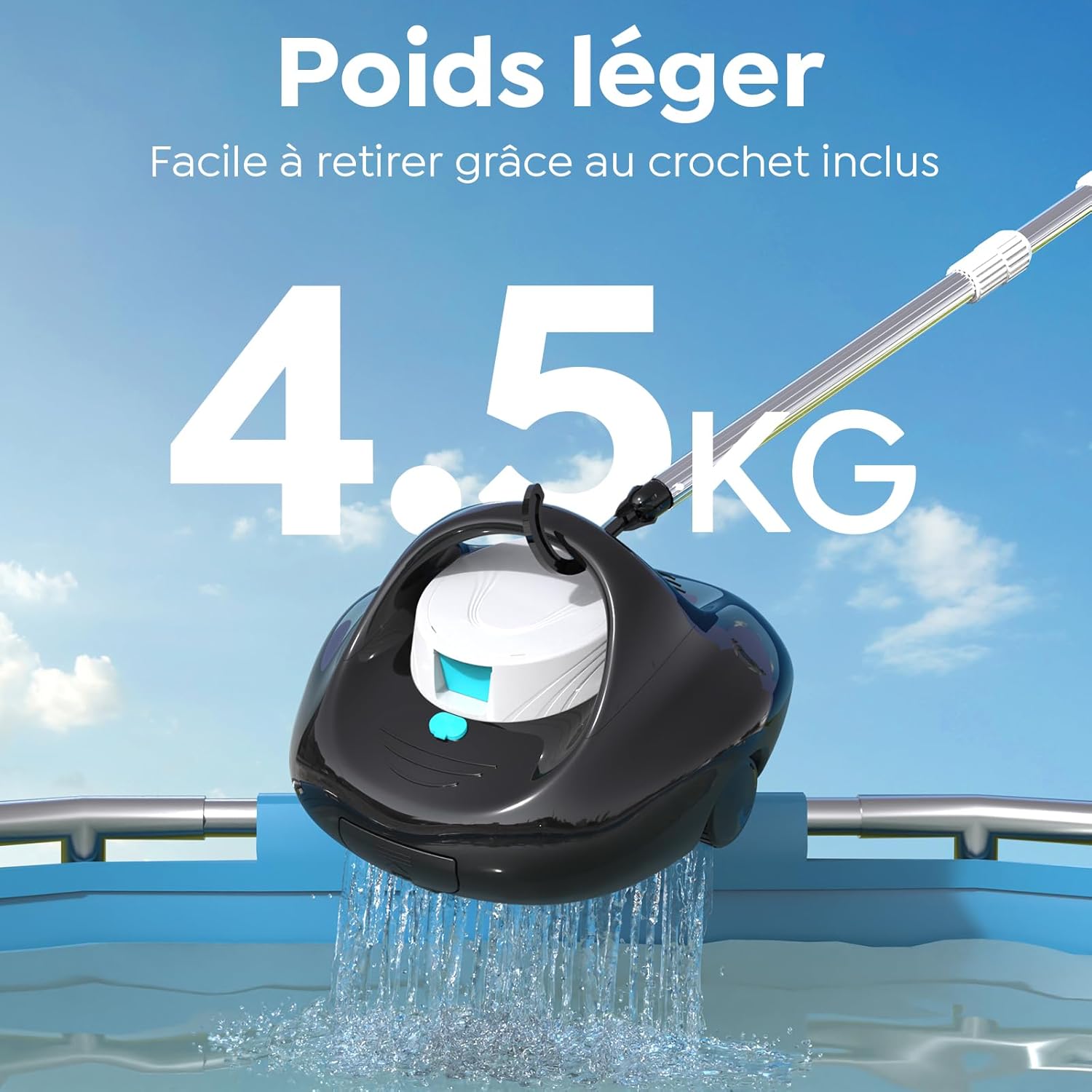 Pleco - Se Robot Piscine - 130 min, charge rapide, double moteur - nettoyage sans fil