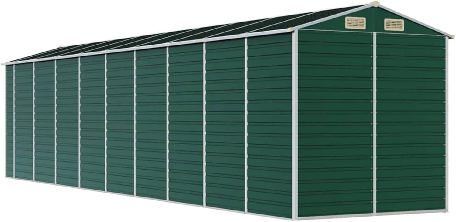 Abri de jardin - vert acier galvanisé 191x810x198 cm - rangement outils