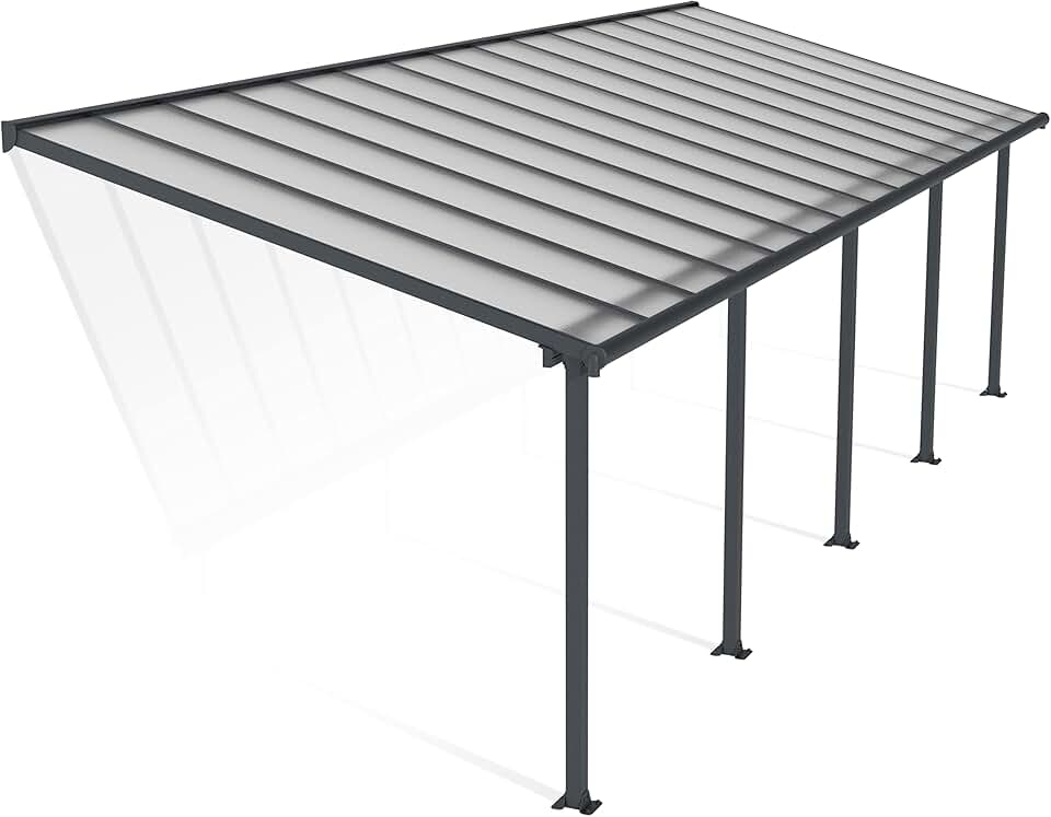 jardinite - Pergola aluminium adossée 27,3m², polycarbonate, garantie 12 ans