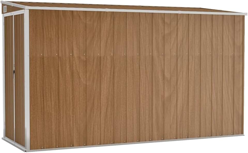 jardinite Abri de Jardin Mural Abri de Rangement d'Outils Rangement d'Equipement de Jardin Extérieur Marron 118x288x178 cm Acier Galvanisé