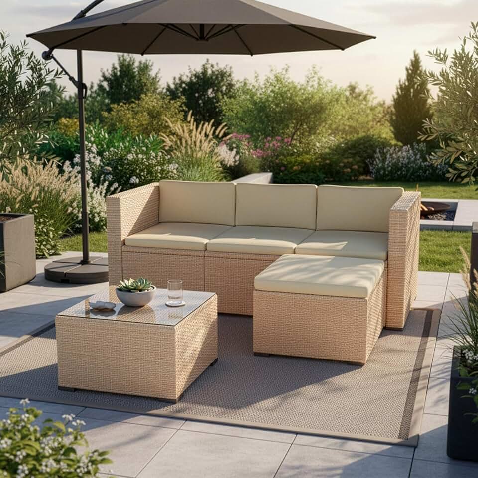 jardinite - Punta Cana M - canapé, tabouret, table, coussins - pour 3-4 personnes