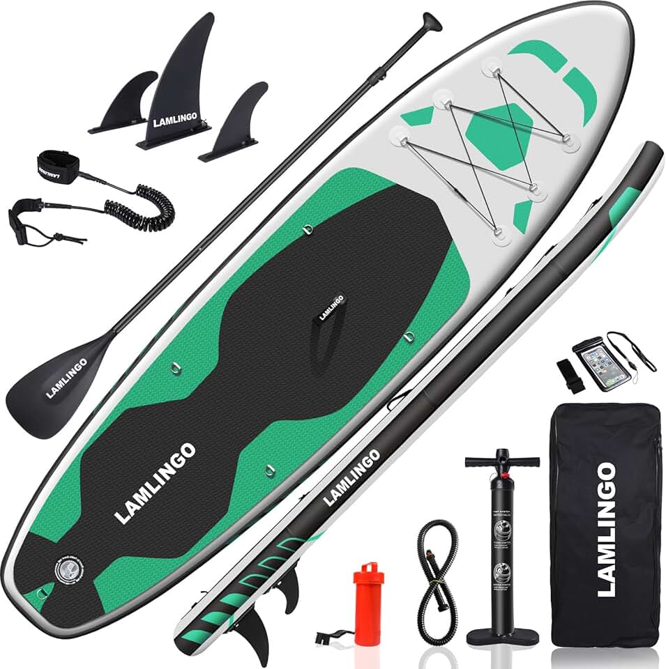 jardinite Max 200 KG Stand Up Paddle Board Gonflable Adulte, Sup Planche en PVC Construction Ultra Robuste, Kit Pagaie, Pompe à Double Action, Sac à Dos Boîte réparation