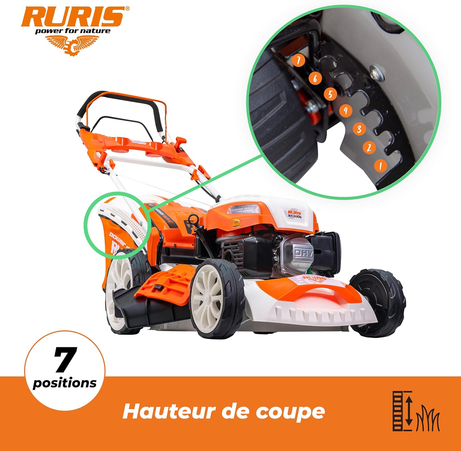 RURIS - RX300S - tondeuse thermique tractée 46cm 3,5CV 139CC