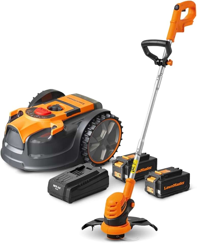 jardinite - Robot tondeuse série 24V - coupe bordures inclus, 2 batteries
