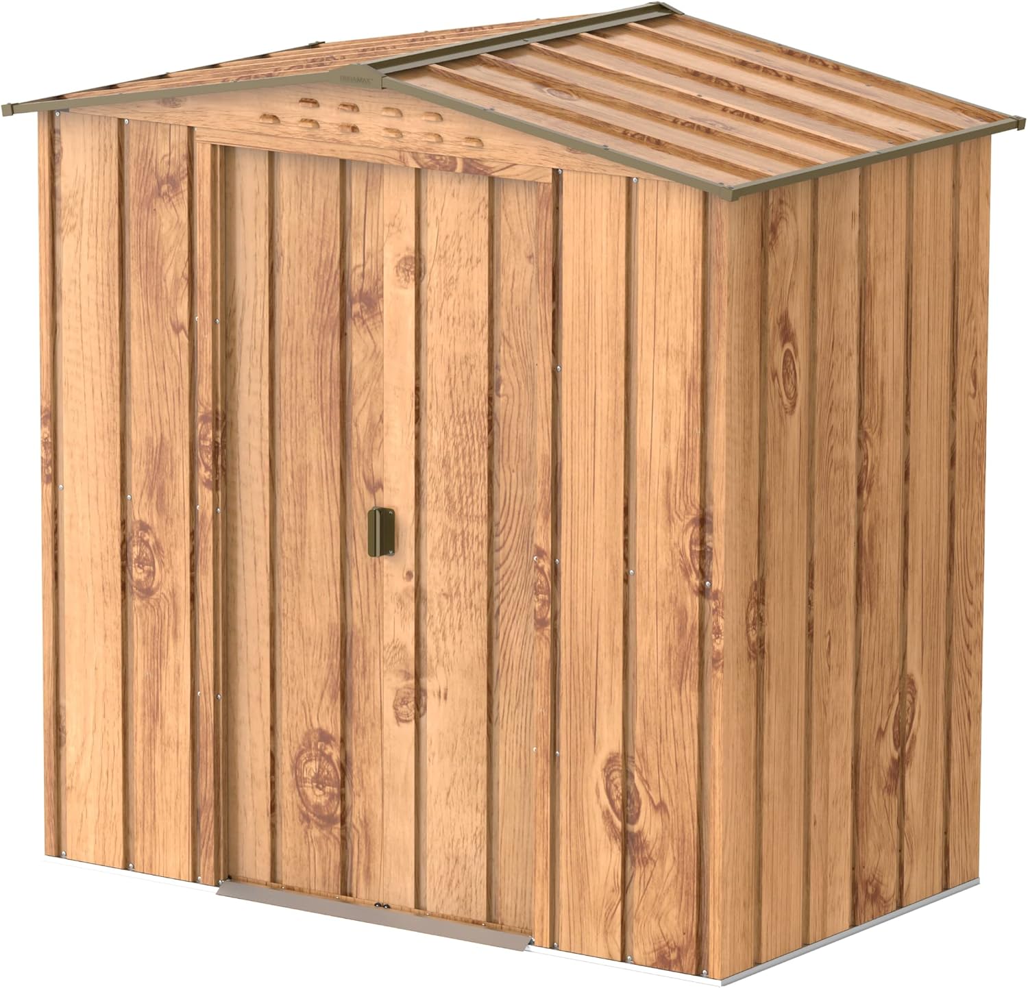 jardinite TOP Shed 6 x 4 (2.17 m²) Abri de jardin en métal, fabriqué en acier galvanisé, structure de toit renforcée, abri de jardin en métal sans entretien et résistant aux intempéries, Grain de bois