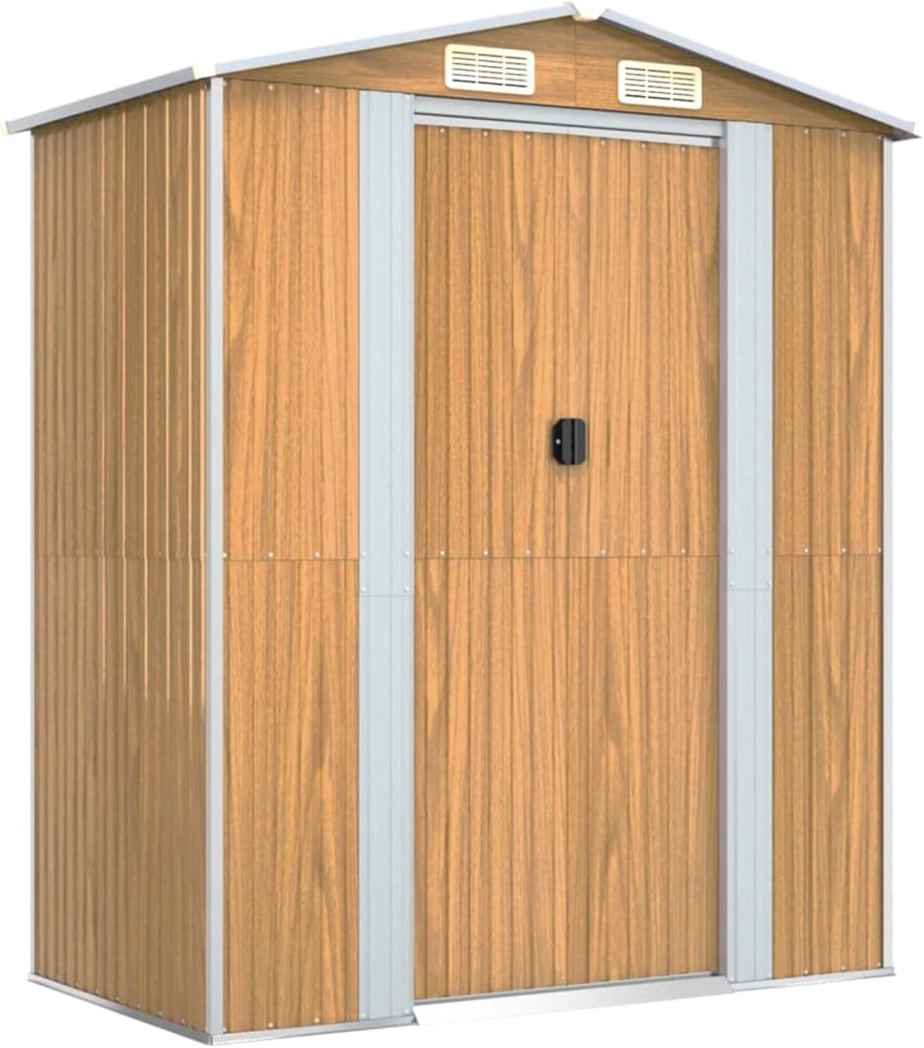 Abri de jardin extérieur en acier galvanisé marron clair 192 x 108 x 223 cm