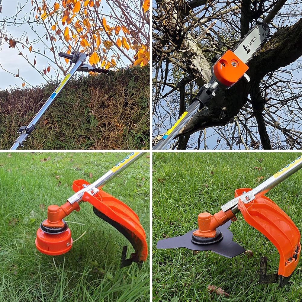 jardinite - outil multifonction thermique 4 en 1 - 52cc - tronçonneuse, débroussailleuse, taille-haies
