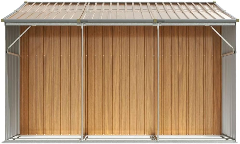 Abri de jardin métal - toit incliné, acier galvanisé, 277x279x179cm - trémie charbon résistante aux intempéries