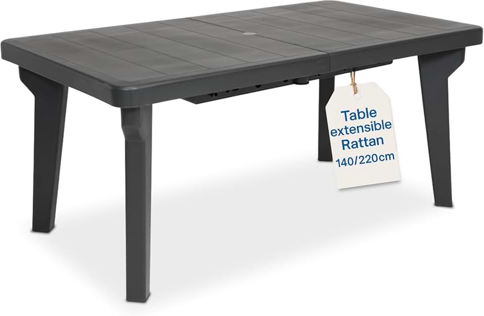 jardinite - Berg extensible - 160/220x90x74 cm - pieds démontables, anthracite, NEWANTHRACITE