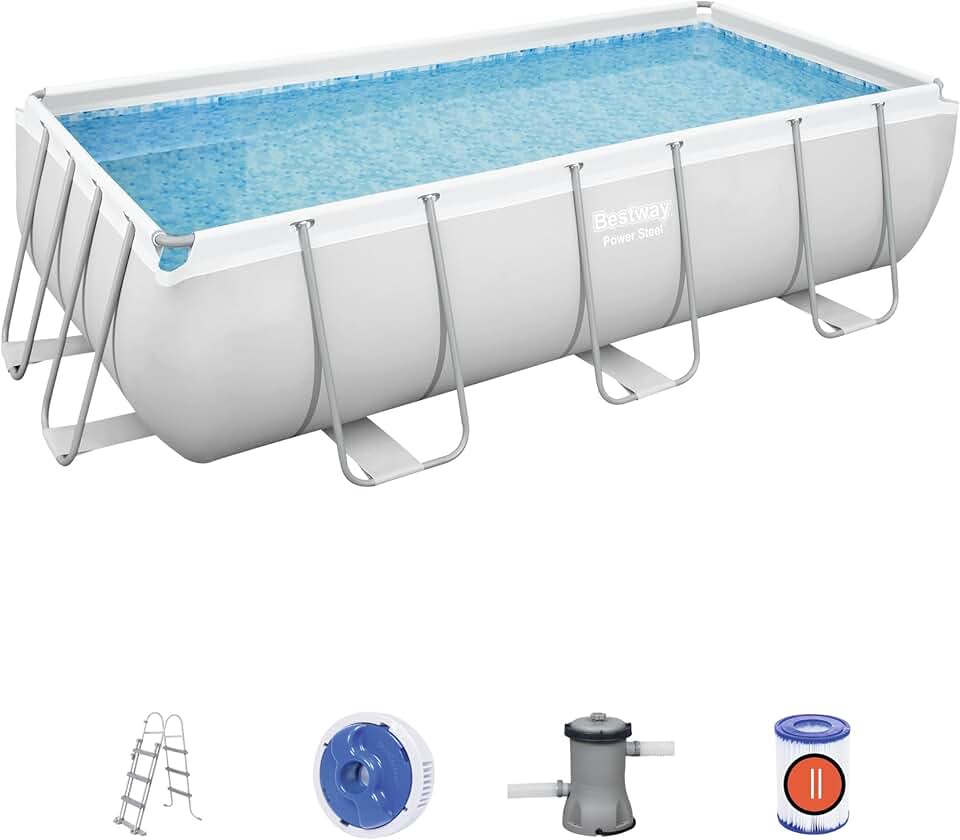 jardinite - Power Steel rectangulaire - 404x201x100 cm - piscine tubulaire 56442