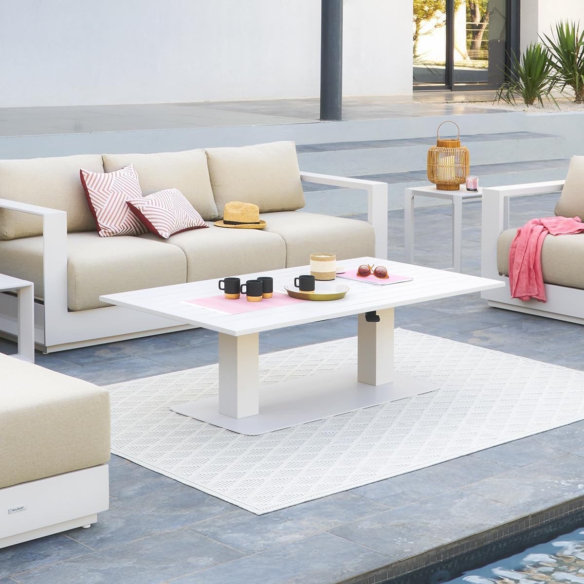 jardinite - Salimia - 150x80 cm - table jardin relevable, alu, 6-8 pers