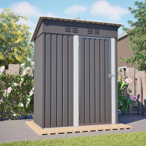 Abri de jardin métal - toit plat - 152x84x182cm - porte verrouillable