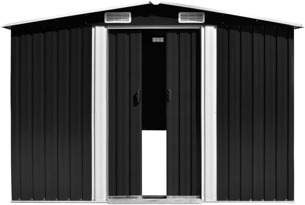 Abri de jardin métal anthracite - 257x489x181 cm - robuste, 105.6kg