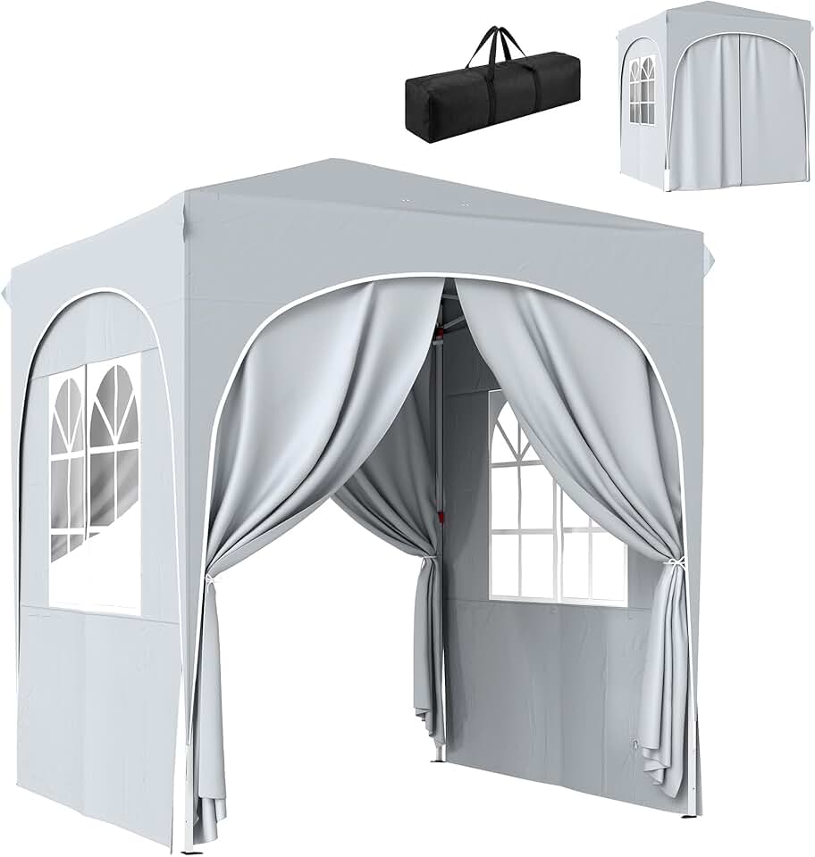 jardinite - tonnelle pop up - 2x2 m - réglable UV50+ 4 parois, gris clair