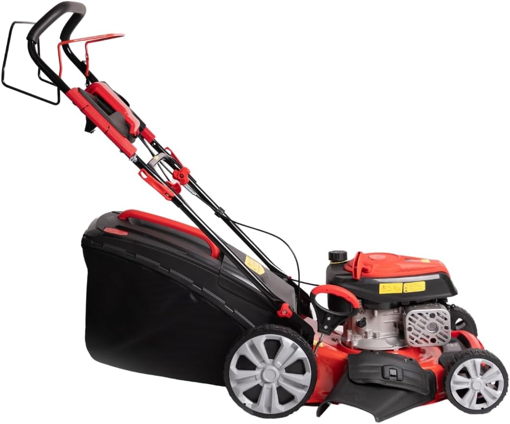 jardinite Tondeuse à gazon à explosion automotrice 4in1-4 CV, Tondeuse à gazon thermique autoportée - Moteur 170cc 4 temps avec autotraction - Largeur de coupe 51 cm - Mulching - Panier de collecte 60L
