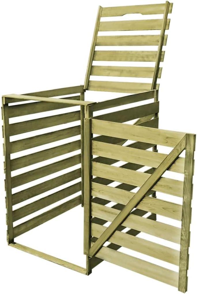 jardinite Cache-Poubelle Simple Abri de Poubelle de Jardin Déchets Bois Imprégné