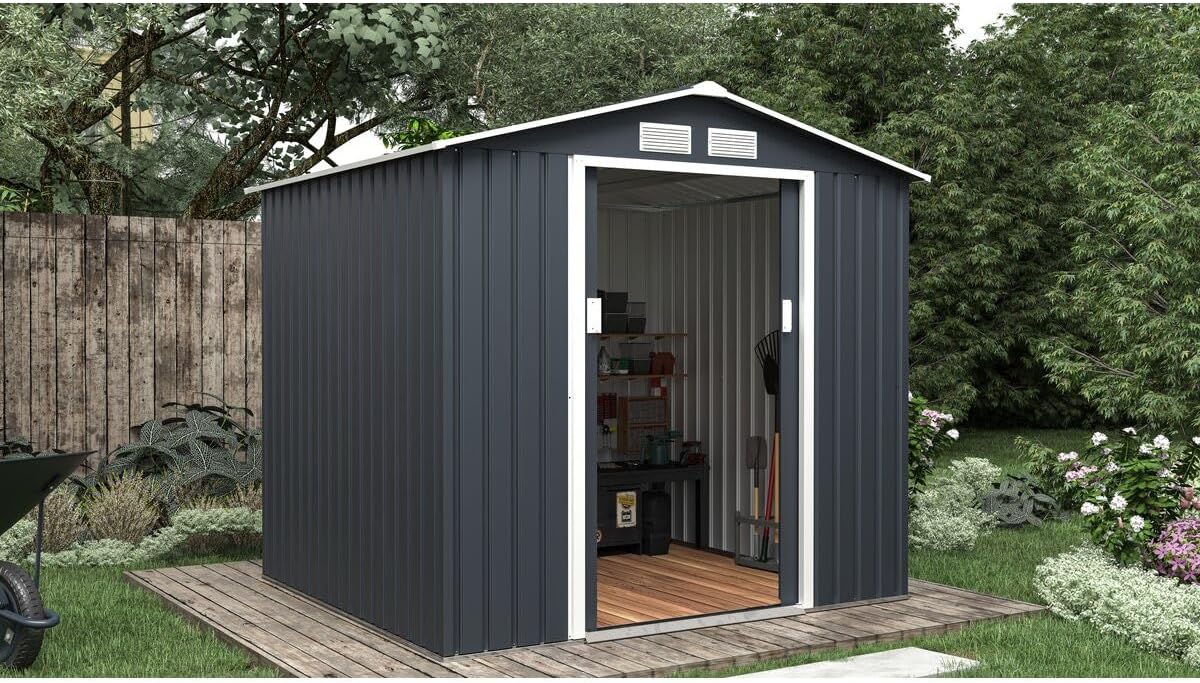 Abri de Jardin métal Vegas - 4,07 m² - Gris