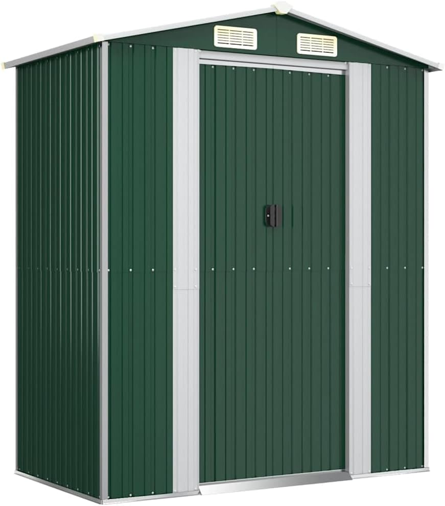 jardinite - Abri de jardin vert 192x108x223 cm acier galvanisé, rangement
