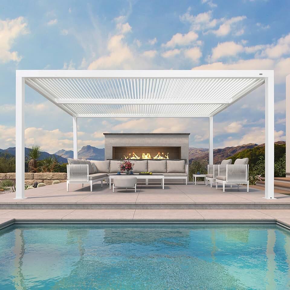 jardinite - Pergola Bioclimatique, 4,8x3,68m, aluminium, lames orientables