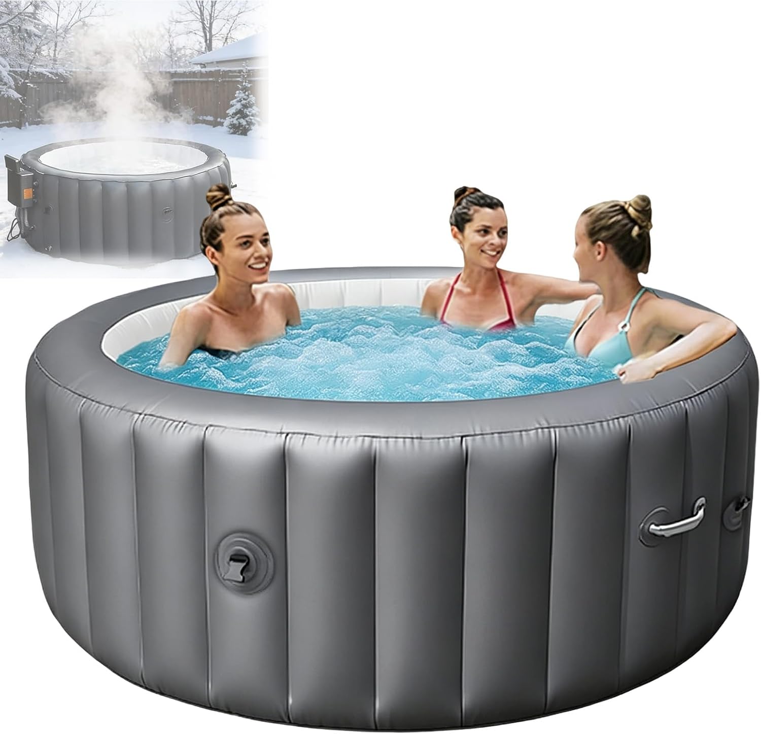 Spa gonflable 4 personnes - 130 jets, LED, chauffe 40°C - portable