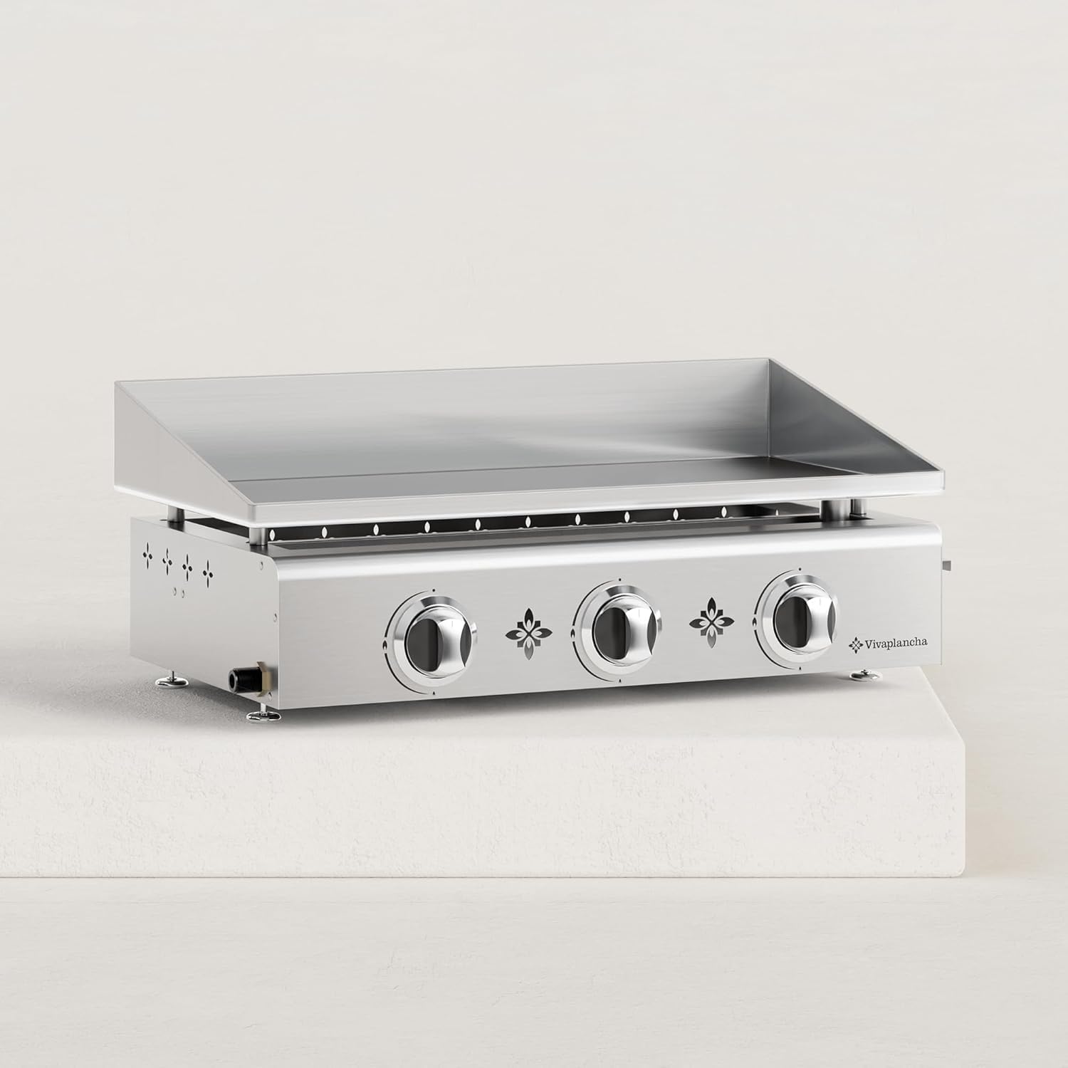 Plancha gaz inox - semi professionnelle - 68x35 cm - plaque inox 6mm, 7,5kW, 3 brûleurs
