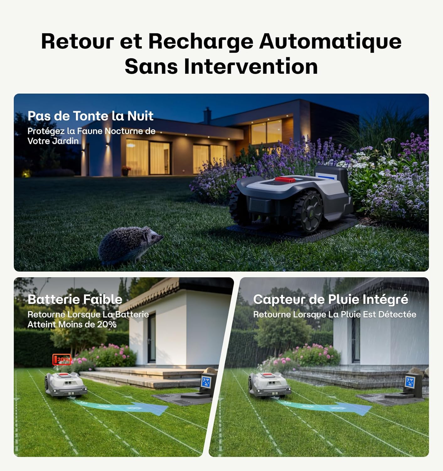 Robot tondeuse sans fil - 1500㎡ - tonte personnalisée, pente 24°, bordures précises, T1200Pro