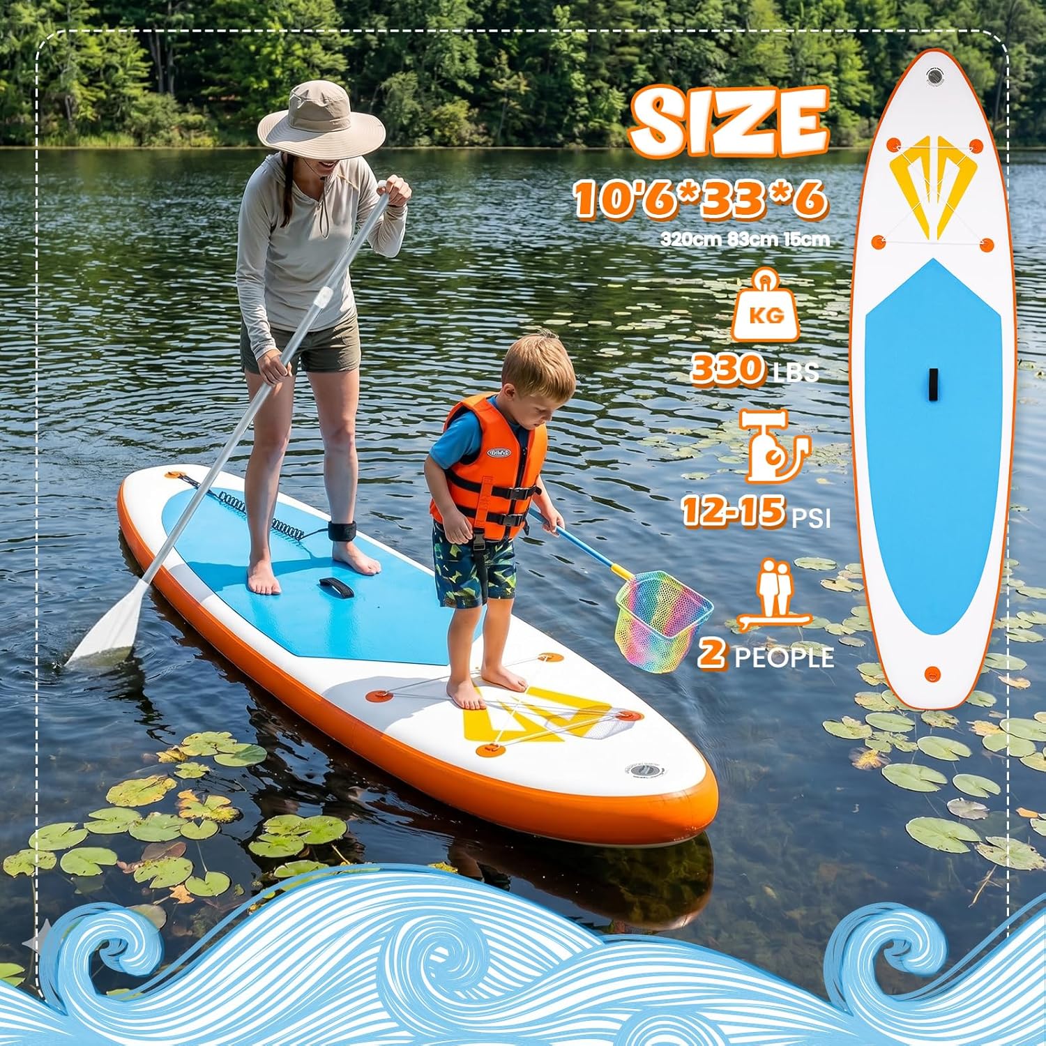 jardinite - Paddle Gonflable Adulte - Stand Up - accessoires complets, stabilité, design premium
