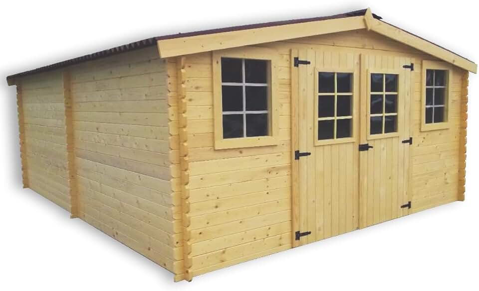 Abri de jardin bois massif - 20m², épaisseur 28mm, grande superficie