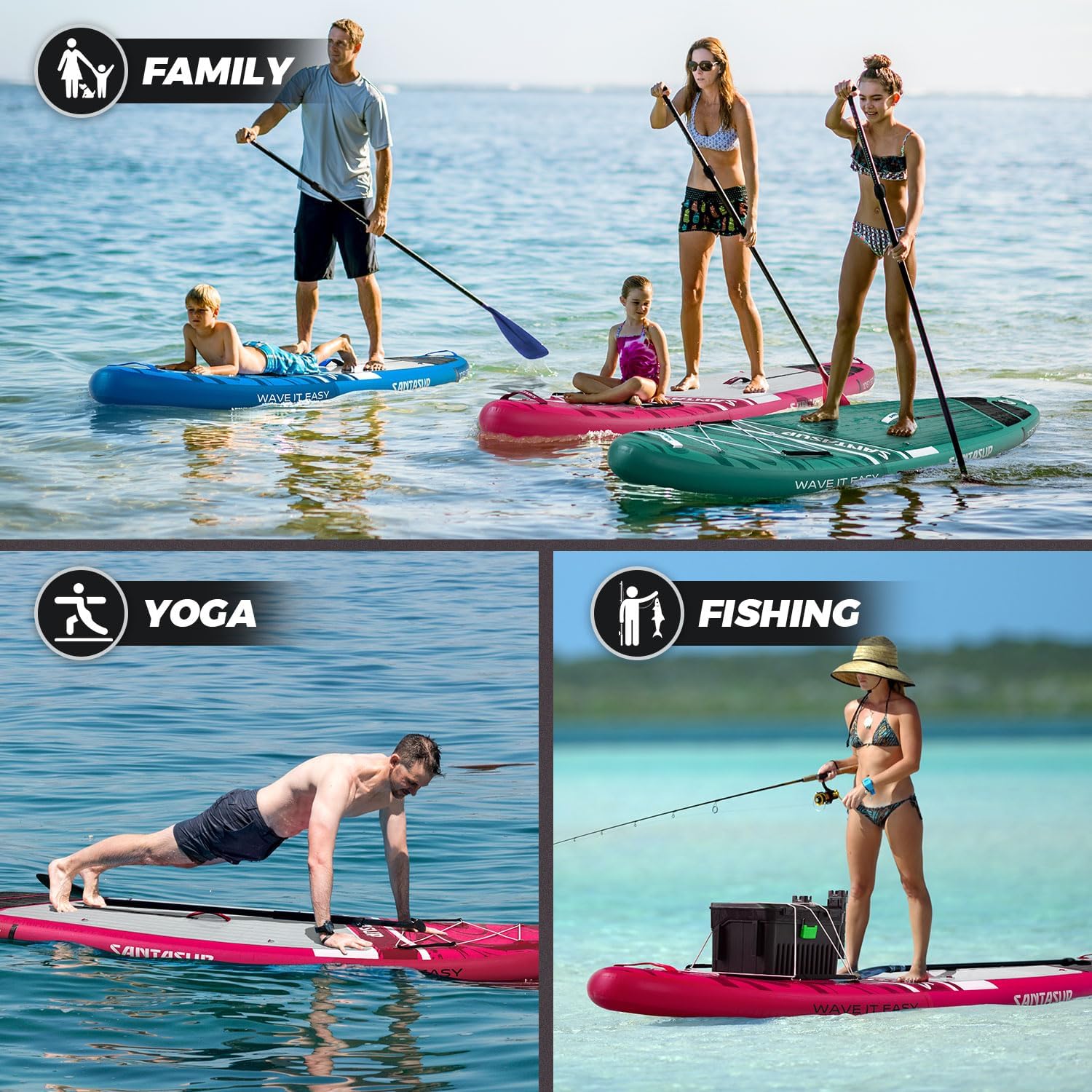 Tableau Gonflable Stand Up Paddle avec Accessoires Sup, Pont EVA antidérapant, Tableau Large 10'6
