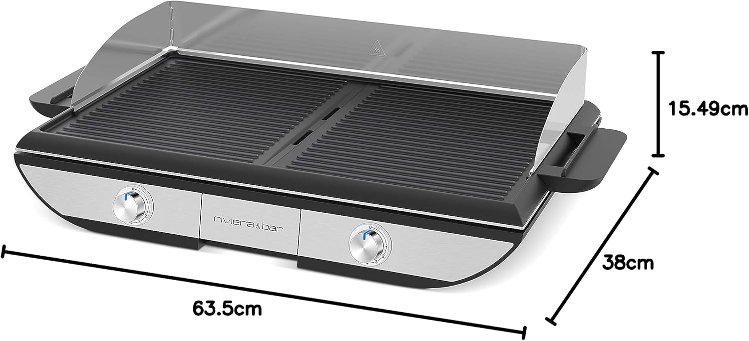 Riviera&Bar - combiné plancha/gril - 53,5x33 cm - fonte, plaques antiadhésives, réversible, lave-vaisselle, 2300W
