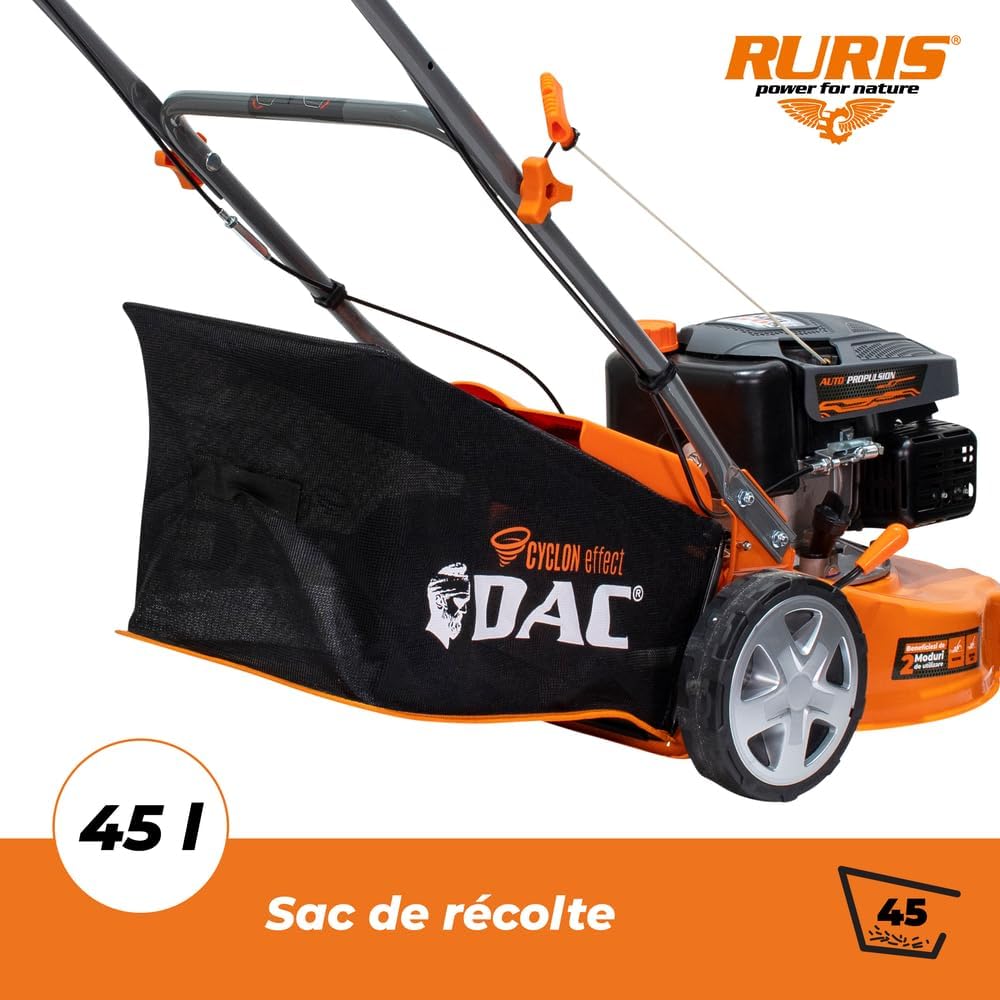RURIS - tondeuse thermique série DAC - 400mm, 45L, 2,5CV, autopropulsée - DAC110XL