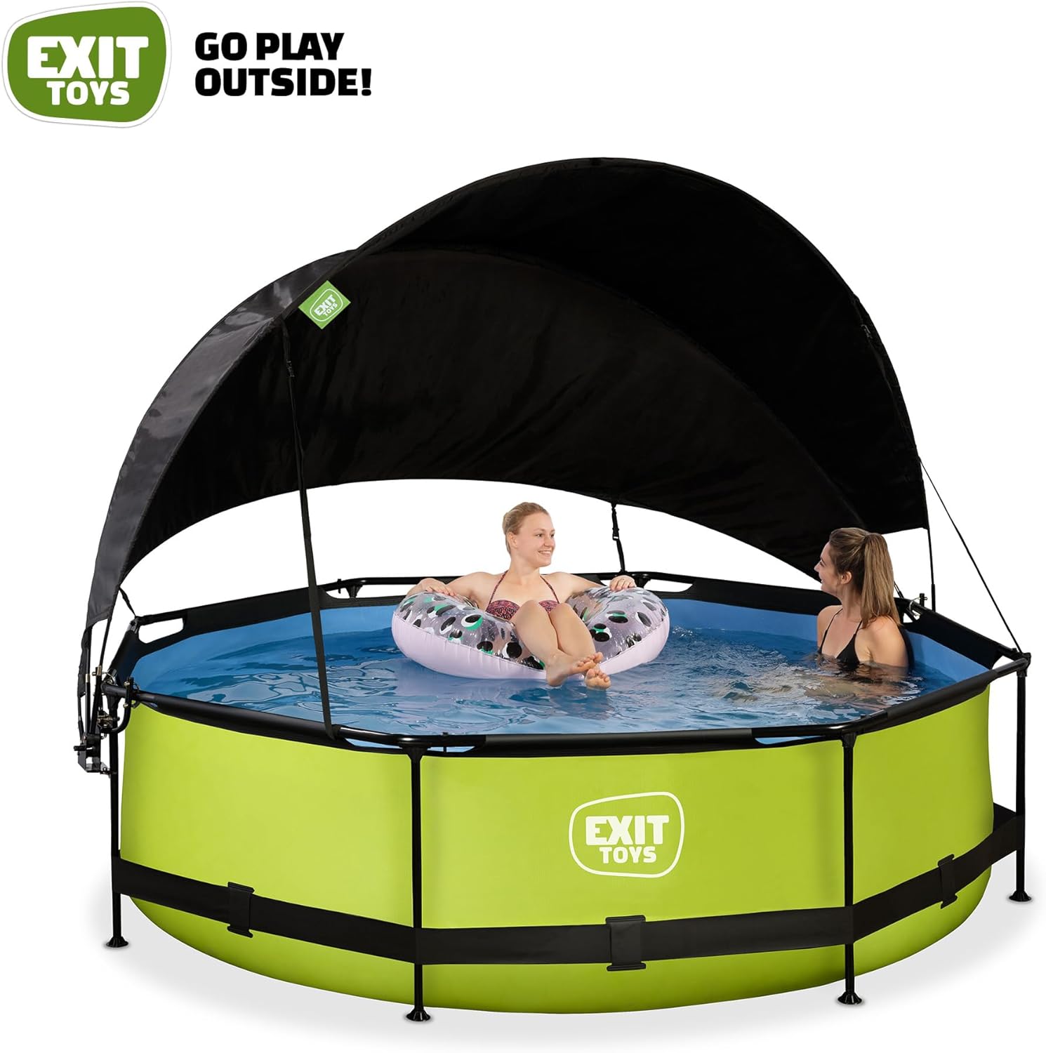 jardinite Piscine Lime avec Voile d'Ombrage - ø300x76cm - Piscine Hors Sol Ronde avec Pompe Filtrante à Cartouche - Protection Optimale Contre Les Rayons UV - Entrée Basse - Design Unique - Vert