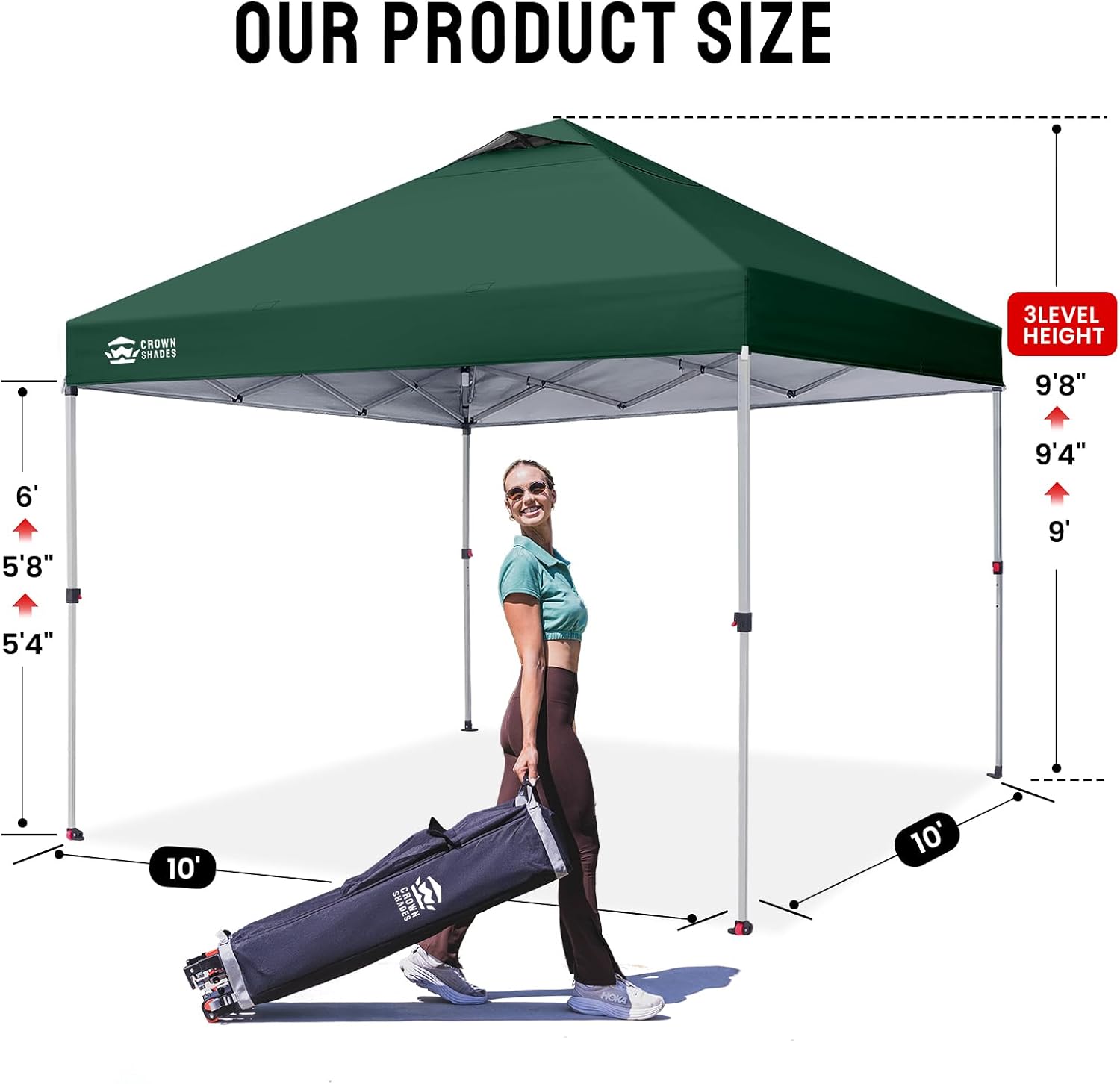 jardinite - tonnelle pliante - 3x3m - imperméable, UPF 50+, vert, sac