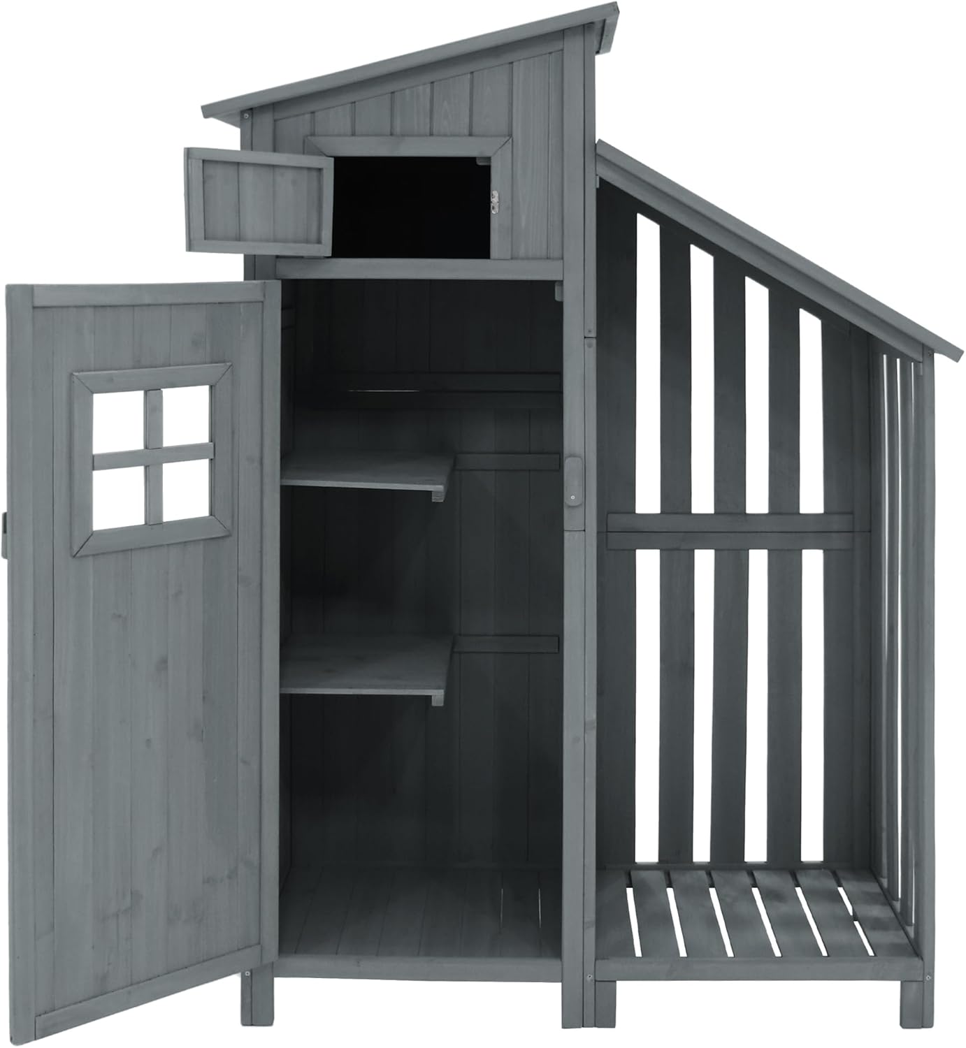 Abri de jardin bois - structure selle, 124x46x174 cm, PVC, 2 étagères