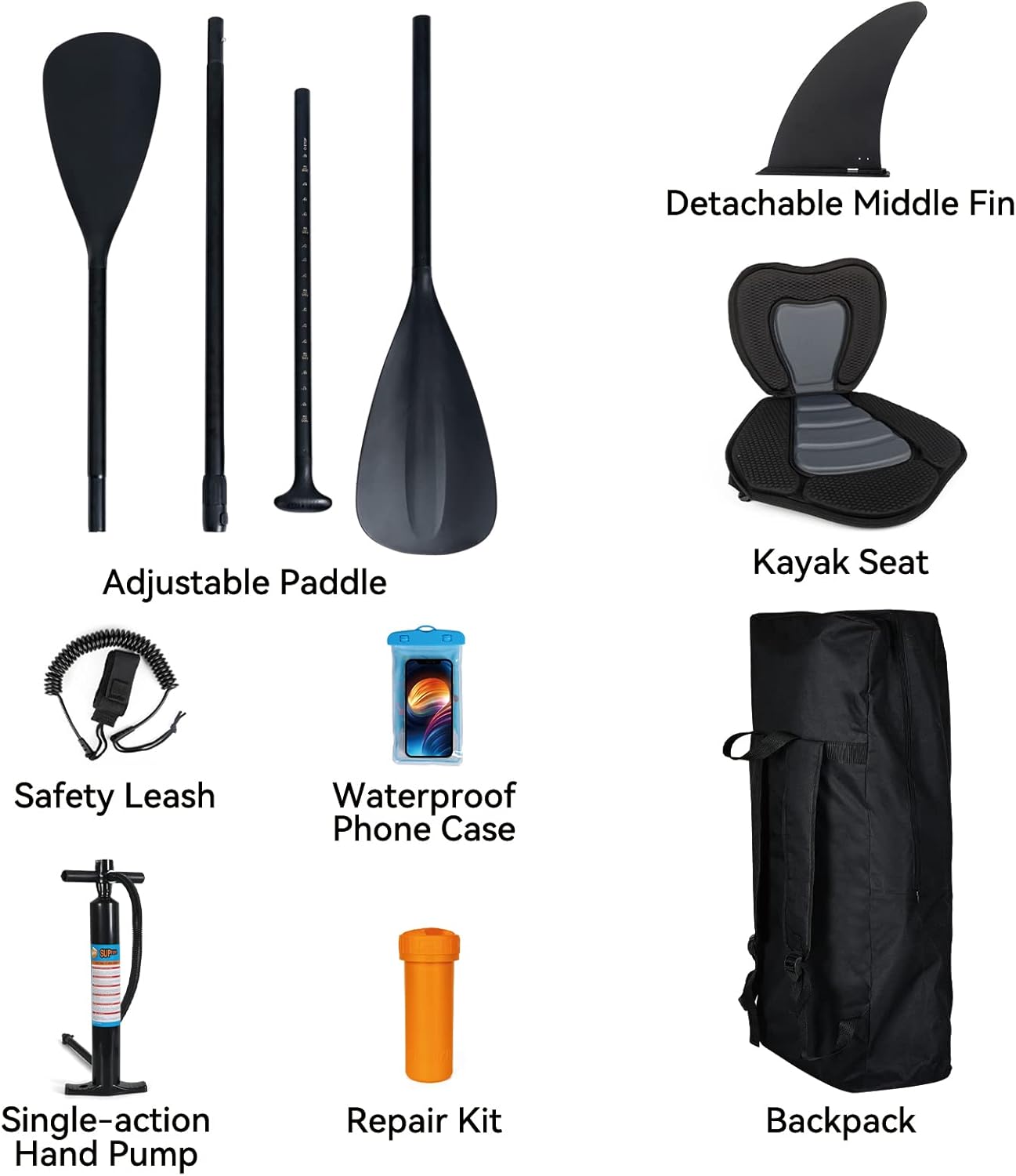 jardinite - Paddle gonflable adulte - 320/335cm - 2 places, siège kayak, pagaie alu, support caméra, pompe, 150kg