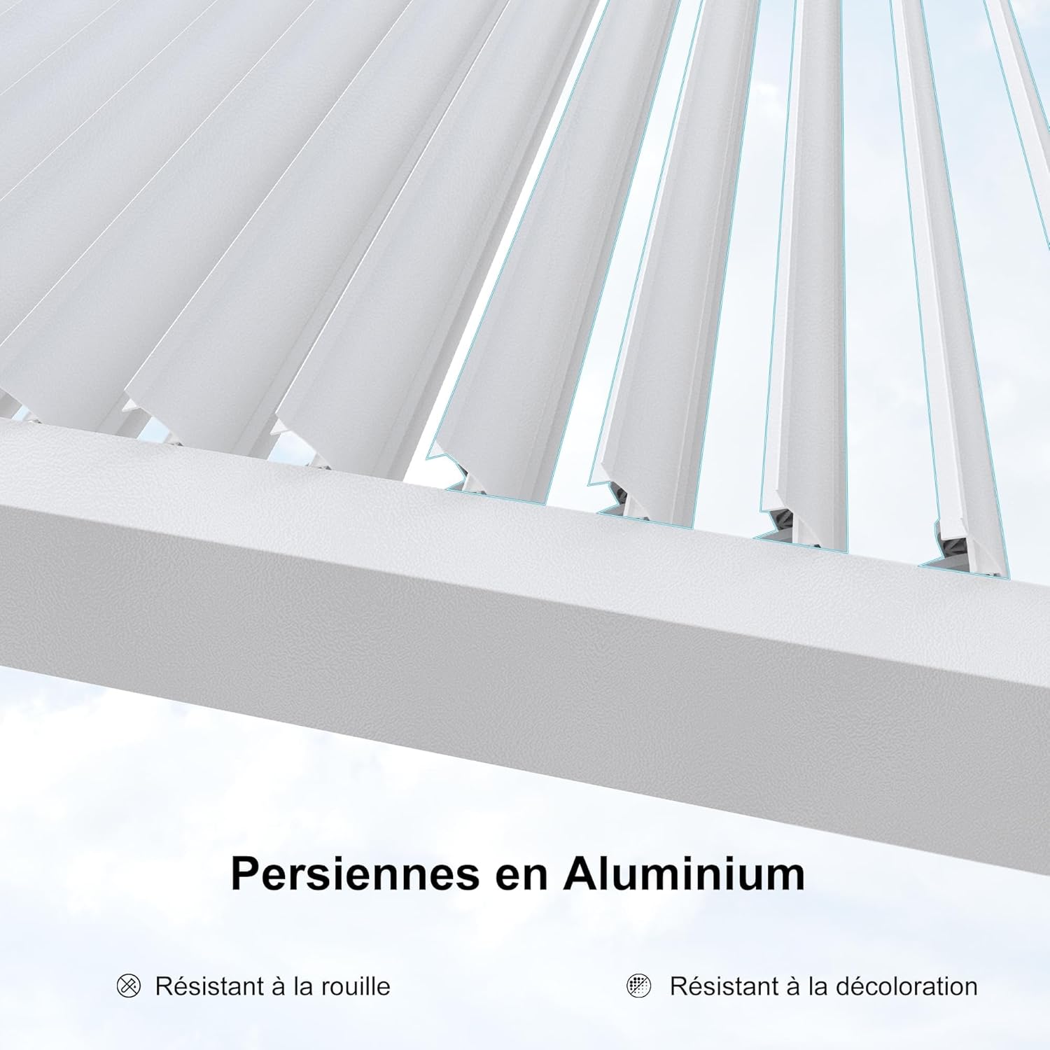 jardinite - pergola bioclimatique - 4,24x3m - aluminium, stores enrouleurs, lames orientables