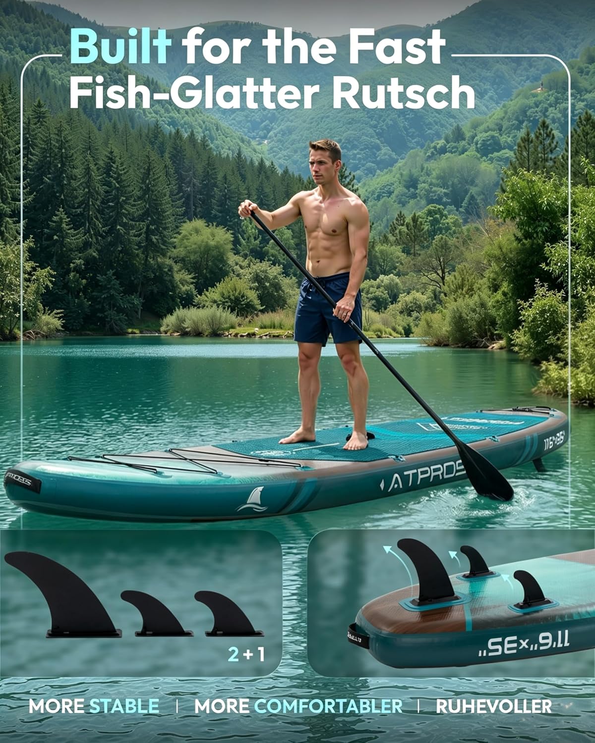 Planche à pagaie gonflable adulte - 350x89x15cm - 200kg, large, kit accessoires