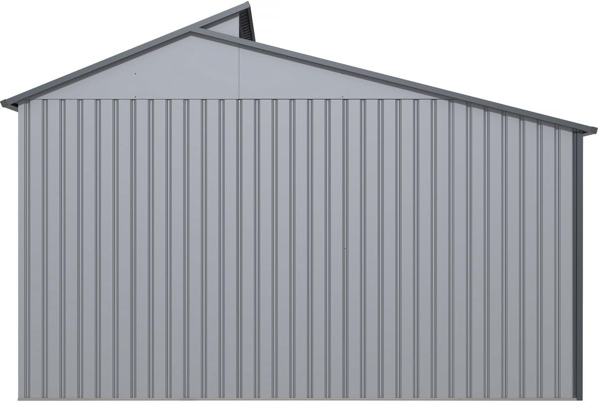 Abri de jardin métal avec pergola - 9,12 m² - 257x355x237cm - gris