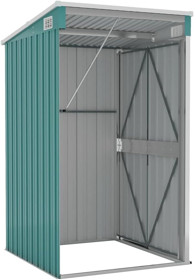 Abri de jardin - mural vert 118x100x178cm - acier galvanisé, 22.7kg