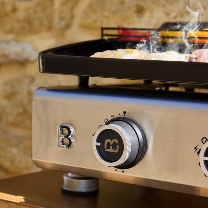 Favex - Plancha Silvia II Evo - 67x34 cm - 3 feux, fonte émaillée Stable Flame, 8-10 convives, Clear Flow