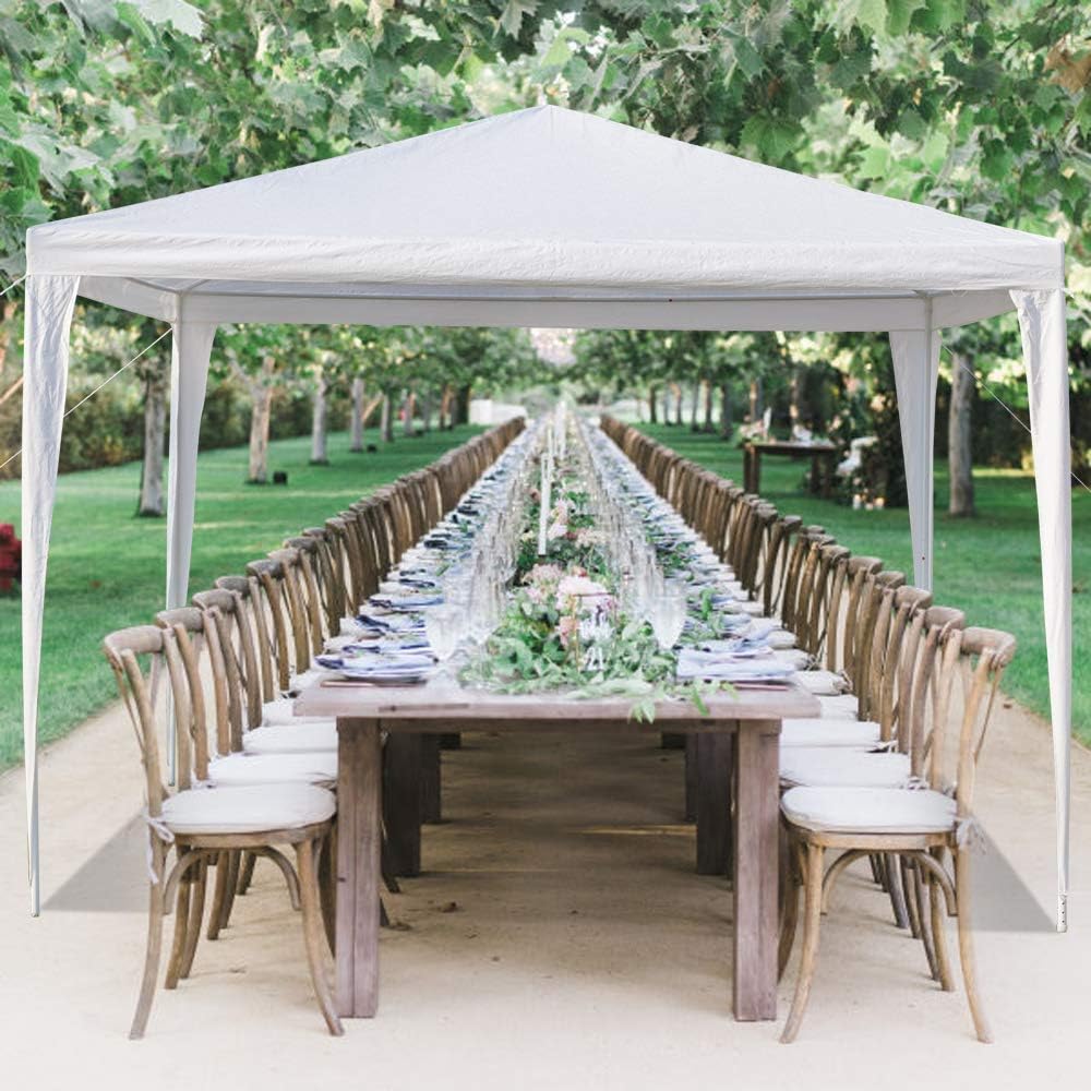 Tonnelle de jardin pliante imperméable 3x3m, 4 parois, bâche PE épaisse, protection UV