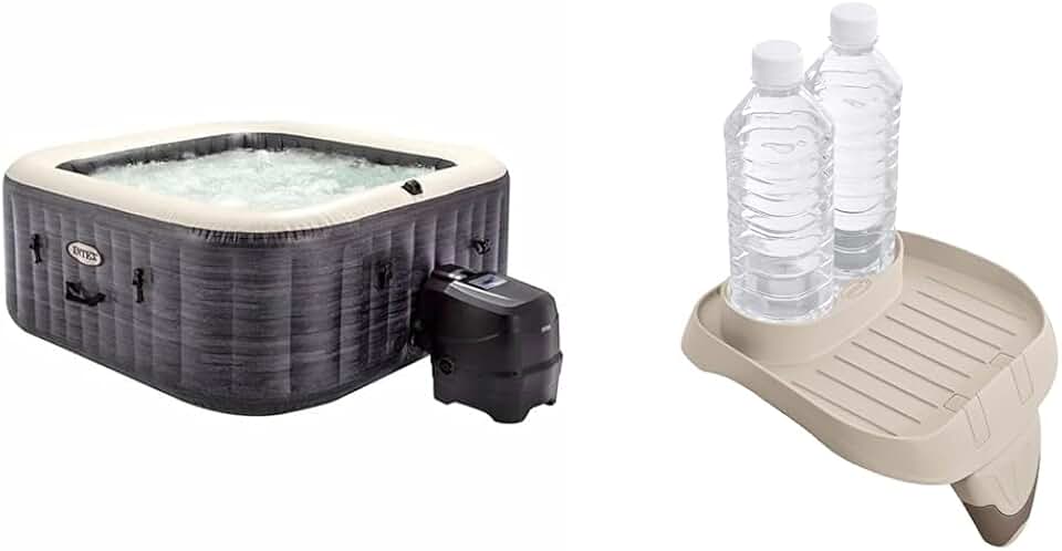 jardinite - 28450EX - Pure Spa Bulles Ardoise 4 Places, Gris Ardoise & Porte Verre Pure Spa