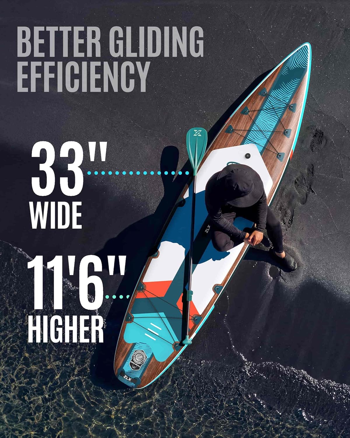 ZLX Planche de Paddle Gonflable Touring 350cm avec Siège Kayak | Sup Rapide et Stable Longue Distance, Charge 180kg, Stand Up Paddle Board Exploration