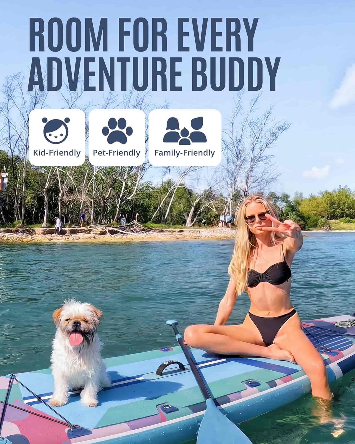 ZLX Paddle Gonflable 350 x 89 cm Extra Large Sup | Planche Stable Antidérapante, Aileron Amélioré, Accessoires Premium, Sac & Pompe Haute Pression, pour Adultes Tous Niveaux avec Siège Gonflable