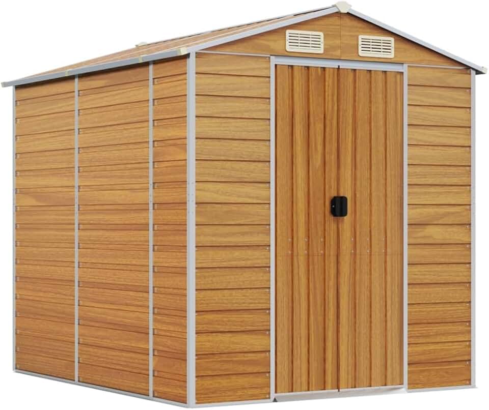 jardinite - Abri de Jardin série - 191x215x198cm - acier galvanisé, marron clair