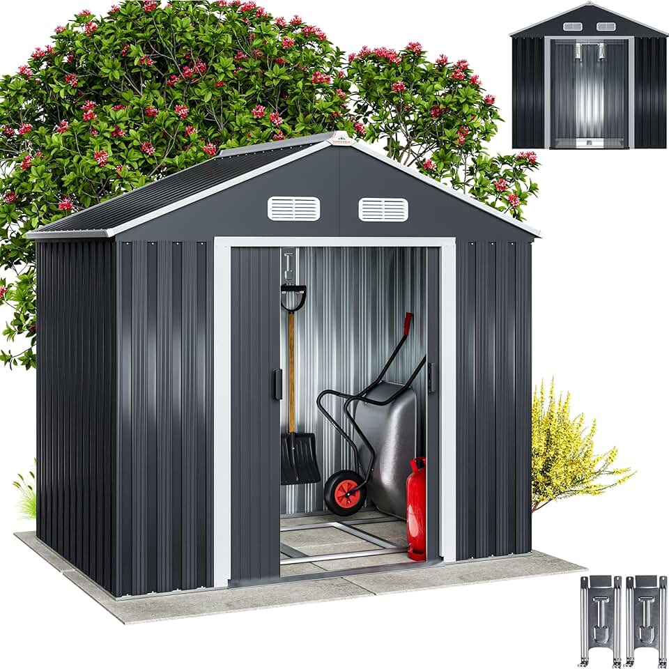 Abri de jardin XL 2m², 200x135x190cm, porte coulissante, anthracite