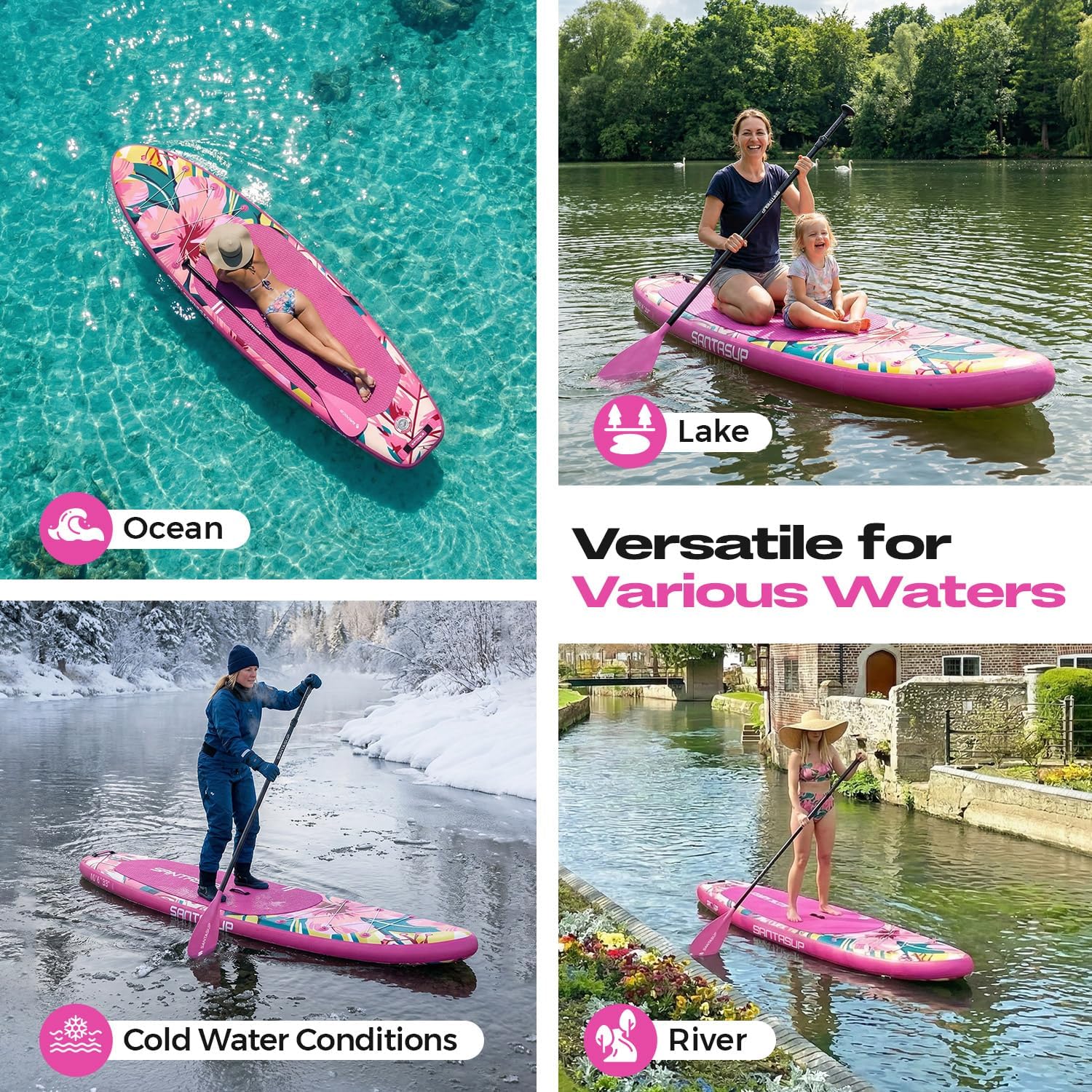 Tableau Gonflable Stand Up Paddle avec Accessoires Sup, Pont EVA antidérapant, Tableau Large 10'6