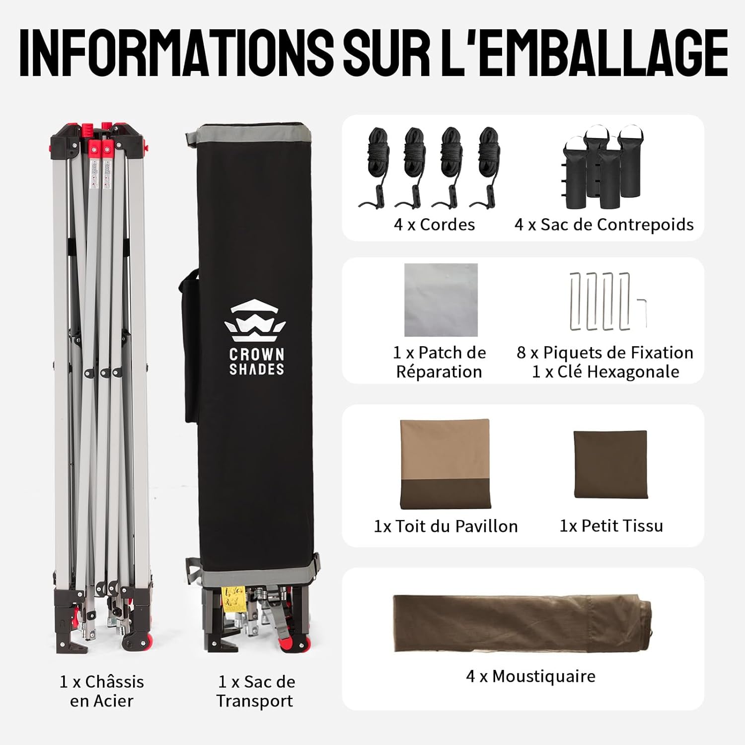 jardinite Tonnelle de Jardin 4 x 4 m, Pop Up Gezebo Exterieur Imperméable, Abri de Jardin Réglable en Hauteur, Double Toit avec Côtés en Maille Zippée, Sac de Transport, Beige